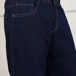 angergood Men Loose Fit Mid Rise Dark Blue Jeans image 5
