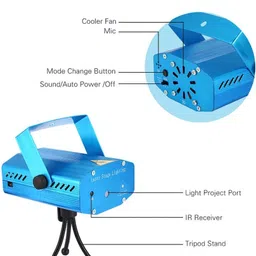 kavyara Blue Mini DJ Laser Light Show – RGB LED Effects for Home & Club Use Shower Laser Light image 4