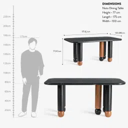 orange tree Noto Marble Top Dining Table In Black Wire Brush & New Teak Finish image 2