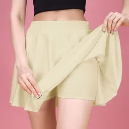 trendmalls Women Solid Flared Beige Skirt image 1