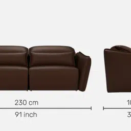 durian Serena Leatherette 3 Seater Sofa In Brown Colour With Remote Control Function image 2