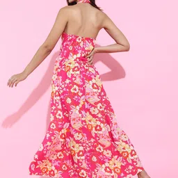 tokyo talkies Women Maxi Pink Full Length Dress image 3