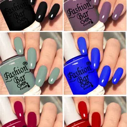 fashion bar New Gloss Gel High Shine Nail Polish Pack of 6PC F625 Multicolor-picture-23