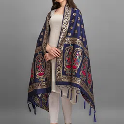rishva Art Silk Woven Blue Women Dupatta image 2