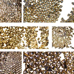 rimi's Kundan Stone Beads Combo Pack (6 Shapes - 100 Pcs per Shape) Total 600 Pcs image 1