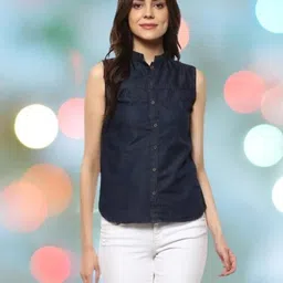 houseofcommon Women Regular Fit Self Design Button Down Collar Casual Shirt image 1