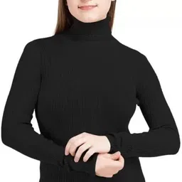 ndless sports Women Striped High Neck Polyester Black T-Shirt-picture-23