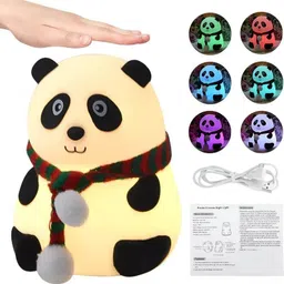 fetchfinds Rechargeable Silicone Panda Night Light for Kids | 7-Color LED Changing Lamp Night Lamp image 5