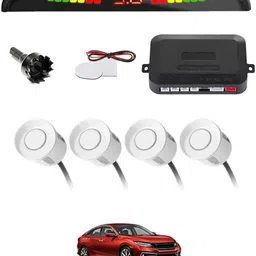 intenzo Universal 4 White Reverse Parking Sensor With LED Display For Cars-65 Safety of Passengers/Car One Alarm Kit-275 Parking Sensor-picture-35