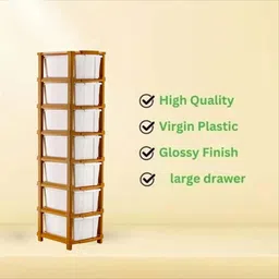 maxtid 6 Layer White Compartments Storage Organizer Home/Parlour and Storage Solution Plastic Kitchen Trolley image 4