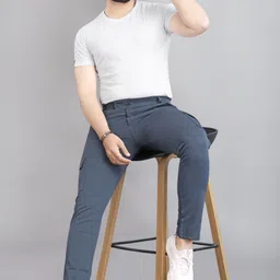 combraided Men Self Design Grey Track Pants image 5