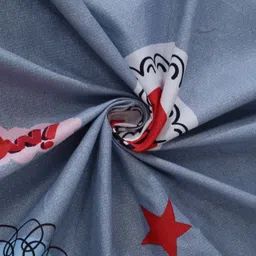 Arrabi Blue & White Cartoon Characters 300 TC Fitted King Bedsheet with 2 Pillow Covers image 3