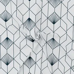 ROSARA HOME Navy Blue & White Geometric 144 TC King Bedsheet with 2 Pillow Covers image 3