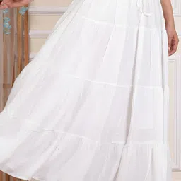gs creation Women Self Design Gathered White Skirt image 4