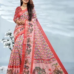 gajal Woven Kanjivaram Pure Cotton, Cotton Linen Saree image 1