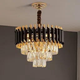gojeeva Gold-Black Italian K9 Crystal 300mm Metal Hanging Chandilier for Living room ETC Chandelier Ceiling Lamp-picture-26