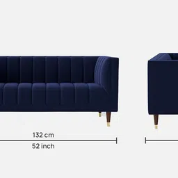 casacraft from pepperfry Lem Velvet 2 Seater Sofa in Navy Blue Colour image 2