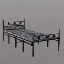 sahni industries European Metal Folding Bed In Black Colour With Mattress image 3