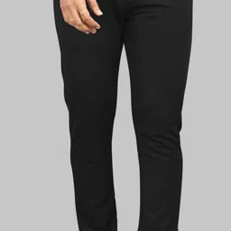 styrova. Men Slim Fit Black Lycra Blend Trousers image 3