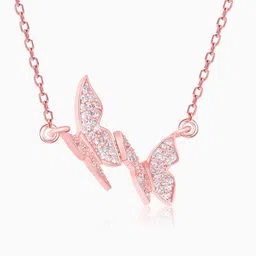 giva Rose Gold Wavering Wings Necklace Zircon Rhodium Plated Sterling Silver Necklace image 3