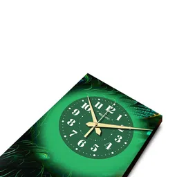 olive tree Multicolour Rectangle 24 Inches Wooden Wall Clock (peacock feather) image 2