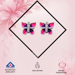 the velvet box Elegant Pink & Purple Butterfly Stud Earrings – 925 Sterling Silver Stud Earring image 4