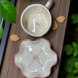 fariya Ceramic Stylish Curved Mug with Saucer | Designer Ceramic Coffee/Tea Cup Set | image 4