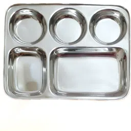 ess kay Set of four stainless steel five compartments plate Sectioned Plate image 2