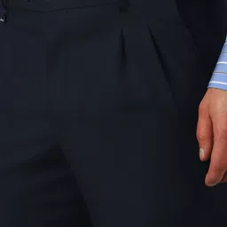 van heusen Men Regular Fit Dark Blue Polyester Trousers image 5