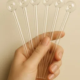 wishingbell natural Glass Oil Burner Pipe 6 inch Transparent Borosilicate Glass Inside Fitting Hookah Mouth Tip image 1