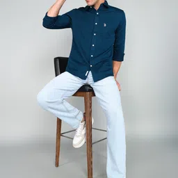 u.s. polo assn. Men Tailored Fit Solid Cut Away Collar Casual Shirt image 2