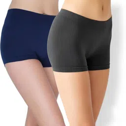 da creations Pack of 2 Solid Women Black, Blue Boxer Shorts-picture-16