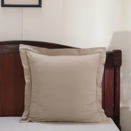 Beige Patterned 300 TC Cotton 24 x 24 Inches Pillow Covers (Set of 2) by Maspar image 1