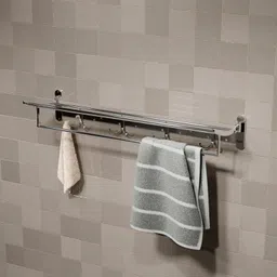 304 Stainless Steel Round Foldable Towel Rack for Bathroom and Kitchen/Towel Holder/Towel Stand/Bathroom Accessories for Home (24 Inches) Silver Towel Holder-image-15