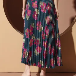 zwerlon Women Printed Pleated Multicolor Skirt image 2