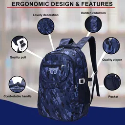 tinytot Collage,Traval backpack 2nd standard onward Waterproof School Bag image 2