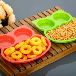 sweet hom decor Unbreakable Owl Shaped Kids Snack Serving Plate (Pack of 3)- PLASTIC image 3