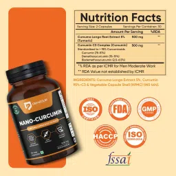 DENZOUR NUTRITION Nano - Curcumin with Curcuma Longa Root Extract | Immunity Boosters, Joint Support Capsules for Adults – 1000 mg, 60 Veg Capsules image 5