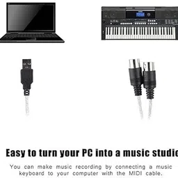 RuhZa Patch Cable 0 A 2 m NA USB Midi Cable Lead Adaptor for Musical Keyboard PC Laptop-USB image 5