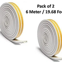 supermall D Shaped (Yellow & White) Self-Adhesive Epdm Doors and Windows New Foam Seal Strip Rubber Weatherstrip 6 Meter (Manual)-picture-15