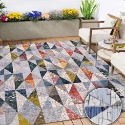 kaleen india Silver Geometric Polyester 9' X 12' Machine Made Carpet image 1