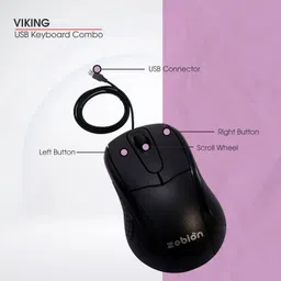 zebion Viking Wired Keyboard + Wired Optical Mouse Combo Set image 4