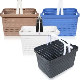Plastic Plastic Storage Basket for Kitchen|Stationery|FLORA-222|Pack of 4|Multicolor Storage Basket-image-17