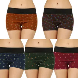 vaishma Pack of 5 Women Boy Short Multicolor Panty-picture-22