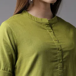 rukmani collection Women Self Design Cotton Blend Straight Kurta image 3