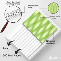 alvas Dual Plastic Cover (Front & Back) A4 Notebook | Single Ruled | 60 GSM | 500 Pages image 3