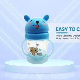 te quiti cartoon printed kids sipper cups cum water bottle with handle (Blue) image 4