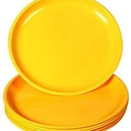 Glossy Finish Microwave Safe Round Food Grade Virgin Plastic Dinner Plates Set For Home and Restaurant (Dishwasher Safe) 11 Inches (Pack of 3) Dinner Plate-image-1