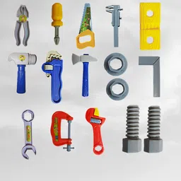 bkdt marketing Mechanics Carpenter Tool Kit Toys for Kids - Pretend Play Toy DIY -14 Tools image 3