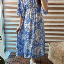 pf pink fantasy Geometric Print Pure Cotton Stitched Anarkali Gown image 2